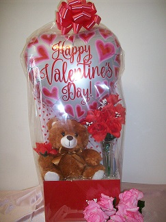 Valentine bear vase arrangement